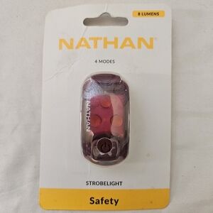 NATHAN LED SAFETY STROBE LIGHT Strobelight Running Clip 8 Lumens Lollipop Red